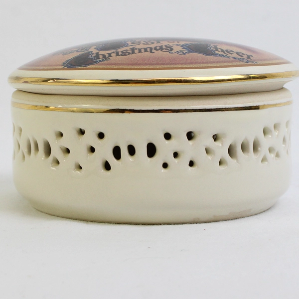 Unmarked Vintage Ceramic Santa Claus Christmas Trinket Box 3 3/4"