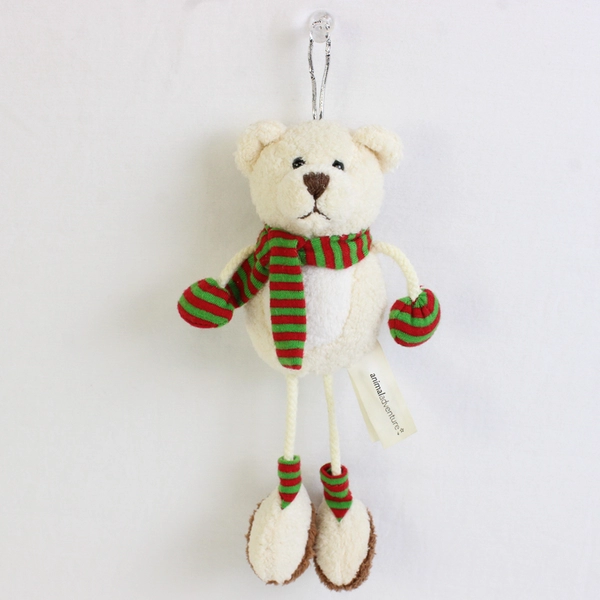 2007 Animal Adventure Plush Bear Christmas Tree Ornament 7"