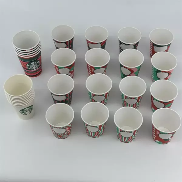 29 Starbucks Coffee Disposable Paper Cups Assorted Patterns And Sizes