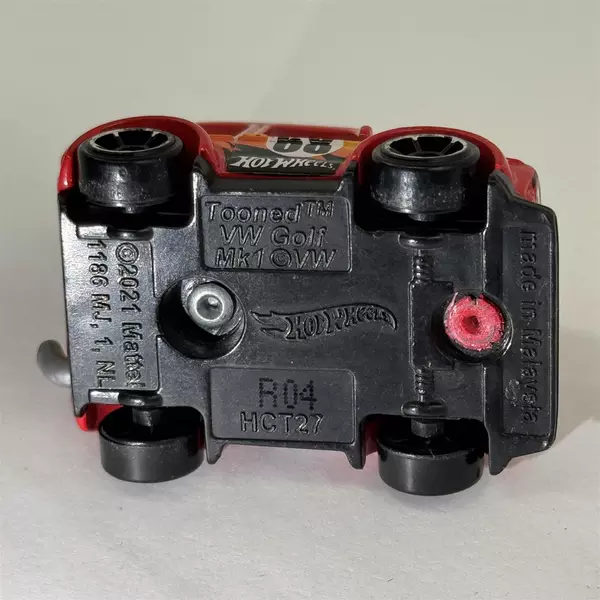 2021 Hot Wheels Tooned VW Golf MK1 RED 1 1/4 Inch Diecast Car Number 68