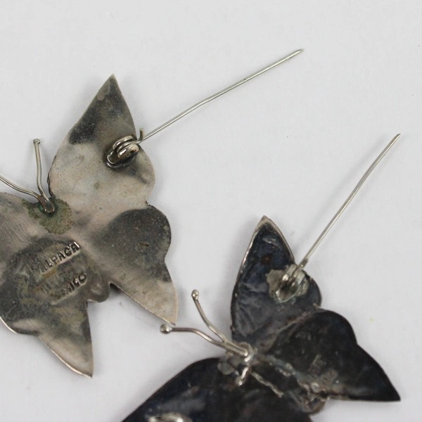 Lot of 2 Vintage Sterling Silver & Abalone Shell Butterfly Brooches, Mexican