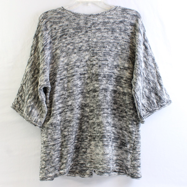 JM Collection White and Gray Marled Knit 3/4-Sleeve Cardigan Women's Medium