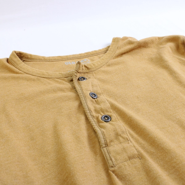 Old Navy Yellow Long-Sleeve Henley Shirt Men's Size Large
