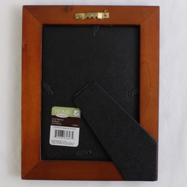Walnut with Black Trim Photo Frame 7"x9" Free Standing or Wall Hang