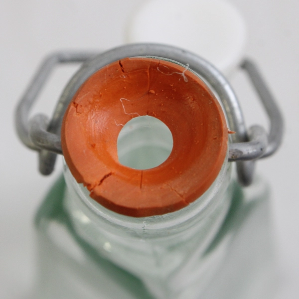 Lot Of 4 Matching 8" Tall Clear Glass Empty Decorative Bottles Assorted Shapes