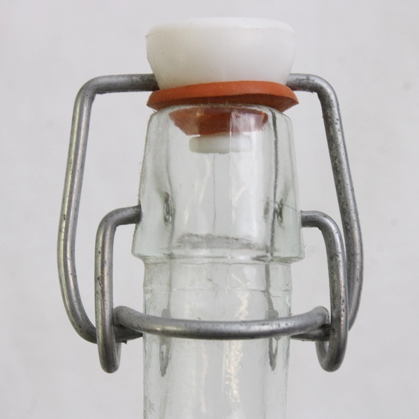 Lot Of 4 Matching 8" Tall Clear Glass Empty Decorative Bottles Assorted Shapes