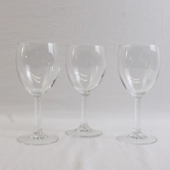 Lot Of 3 Matching Unbranded Clear Wine Glasses 7.25" Tall W/ 3.5" Tall Stem