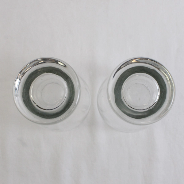 Lot Of 2 Matching Unbranded Clear Glass Pint Glasses 7.25" Tall 3.5" Diameter