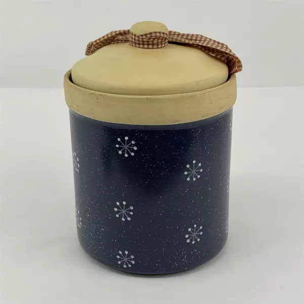 American Atelier At Home Stoneware Christmas Snowman Cookie Jar Blue 10"