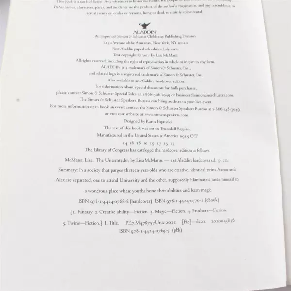 The Unwanteds by Lisa McMann Paperback Fantasy Adventure Novel 