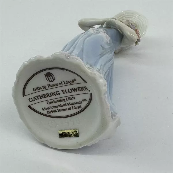 Vintage 1998 House of Lloyd Gathering Flowers 8" Porcelain Girl Figurine