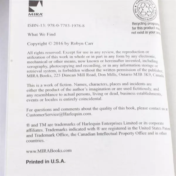 What We Find by Robyn Carr Paperback Novel 