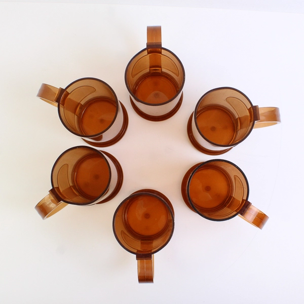 Lot Of 6 Dansk Designs Gunnar Cyren Amber Melamine Plastic Cups 5.5"