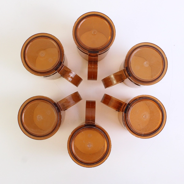 Lot Of 6 Dansk Designs Gunnar Cyren Amber Melamine Plastic Cups 5.5"