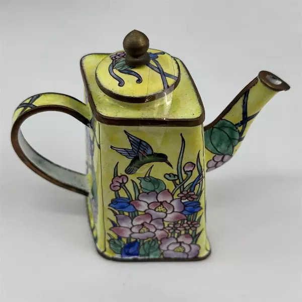 Amanda Smith Gifts Enamel Teapot With Velvet Lined Wood Box