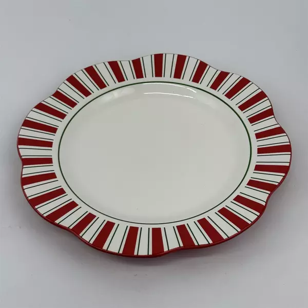 Pier 1 Imports Candy Cane Serving Platter 11 Inch Red White Green Stripes
