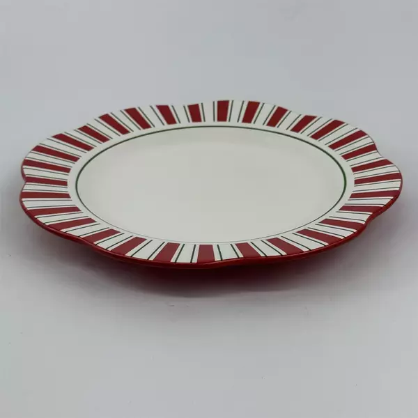 Pier 1 Imports Candy Cane Serving Platter 11 Inch Red White Green Stripes