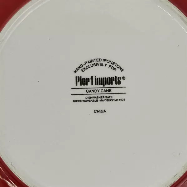 Pier 1 Imports Candy Cane Serving Platter 11 Inch Red White Green Stripes