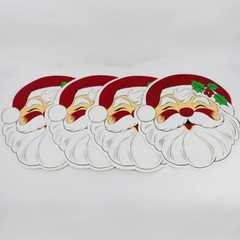 Set of 4 Vintage Town & Country Santa Face Vinyl Placemats 15" x 15"