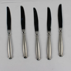 Lot Of 5 Oneida Silver Rattan (Stainless, Satin) Flatware Dinner Knives 9" Long