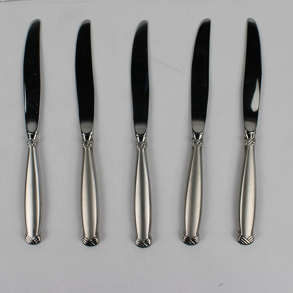 Lot Of 5 Oneida Silver Rattan (Stainless, Satin) Flatware Dinner Knives 9" Long