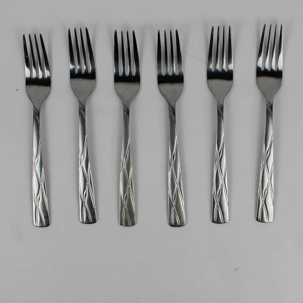 Set of 6 Cambridge Silver Grasmere-Sand Pattern Dinner Forks Stainless Rare