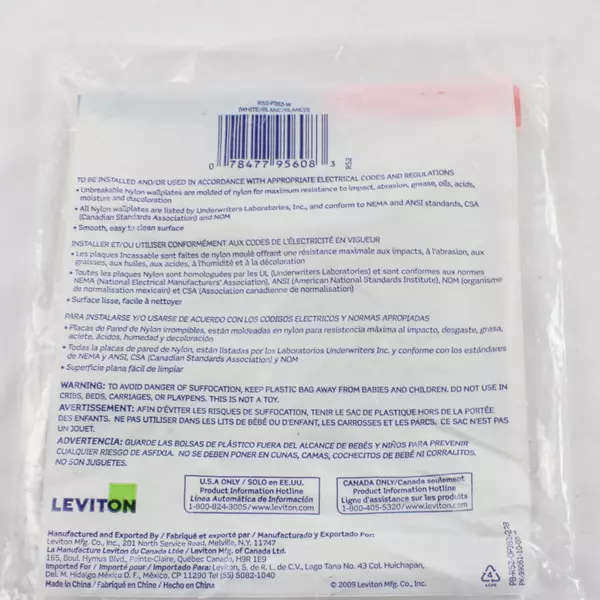 Leviton Preferred 3/8" Larger White Duplex Receptacle 2-Gang Midway Wallplate