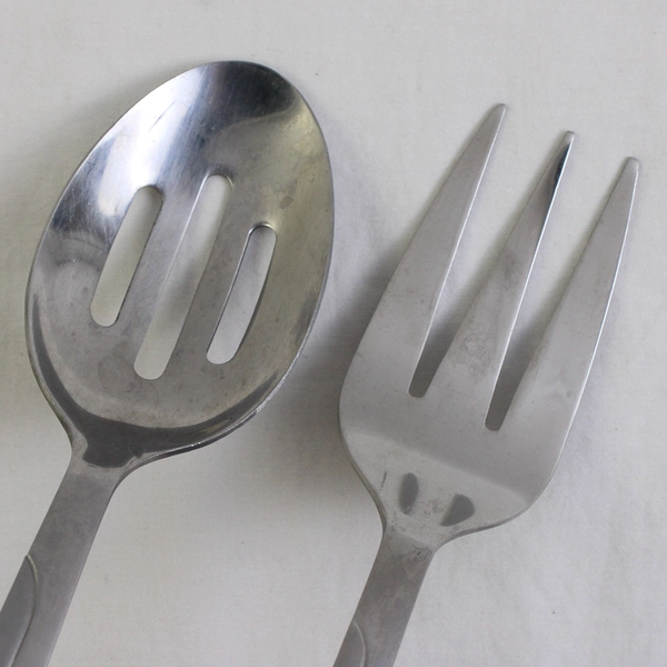 Lot Of 2 Cambridge Silver Asher-Sand (Stainless) Flatware Serving Set