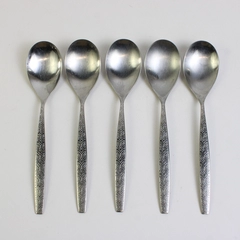 Lot of 5 Noritake Allegro Place Soup Spoons Stainless Steel 18/8 Japan Satin
