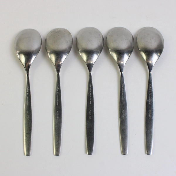 Lot of 5 Noritake Allegro Place Soup Spoons Stainless Steel 18/8 Japan Satin