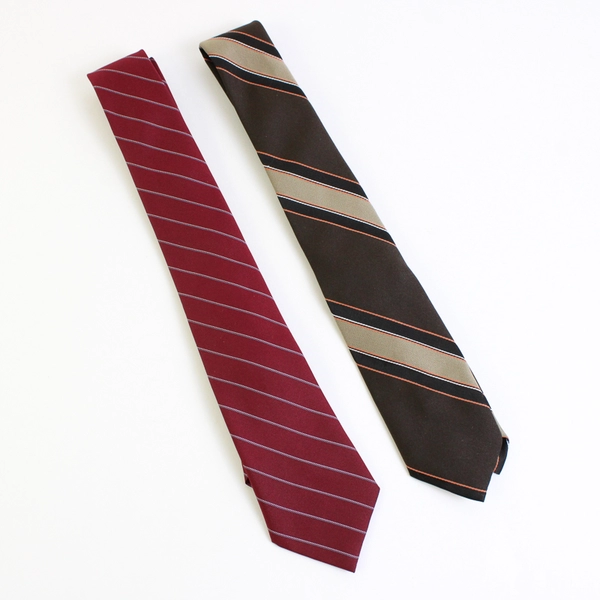 Lot of 2 John Blair Striped Men's Neckties Red and Brown 58" and 59"