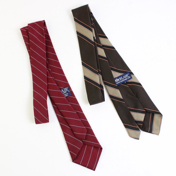 Lot of 2 John Blair Striped Men's Neckties Red and Brown 58" and 59"