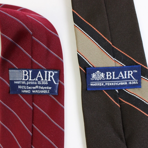 Lot of 2 John Blair Striped Men's Neckties Red and Brown 58" and 59"