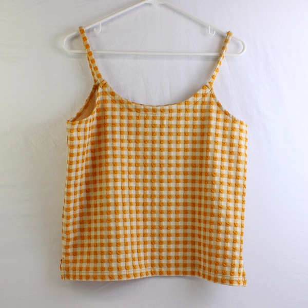 Madewell Yellow-Orange Gingham Spaghetti Strap Cropped Tank Women's Medium