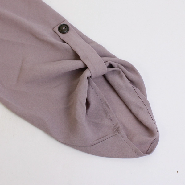 Lush Mauve Roll-Tab Sleeve V-Neck Blouse Women's Size Large