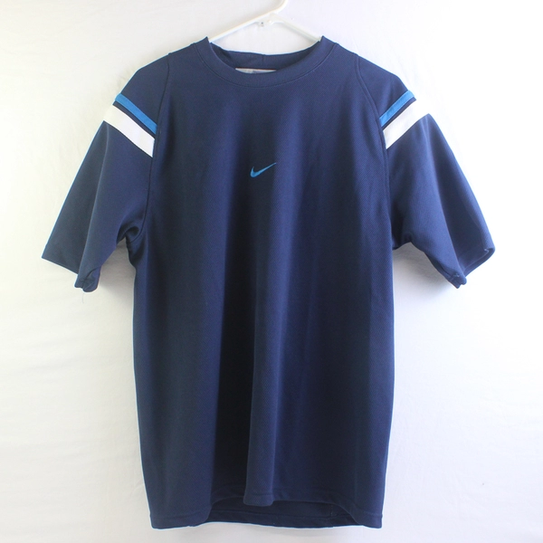 Nike Swoosh Navy Blue Short-Sleeve Thick Mesh Athletic T-Shirt Men's Medium