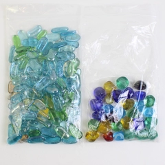 Lot Of 148 Unbranded Aquarium Glass Stones Assorted Shapes Multicolor Iridescent