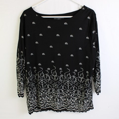 Apostrophe Black/White Quarter Length Sleeve Blouse Women's Size 16-18W