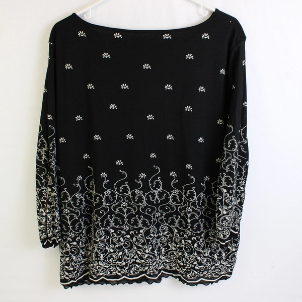 Apostrophe Black/White Quarter Length Sleeve Blouse Women's Size 16-18W