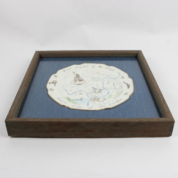 Framed Hand-Painted San Angelo Texas Souvenir Plate