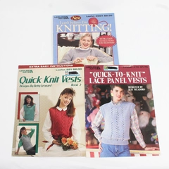 Lot of 3 Leisure Arts Craft Knitting Leaflets #476 621 2984 1986-1997