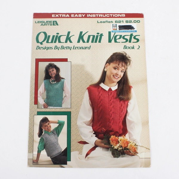 Lot of 3 Leisure Arts Craft Knitting Leaflets #476 621 2984 1986-1997