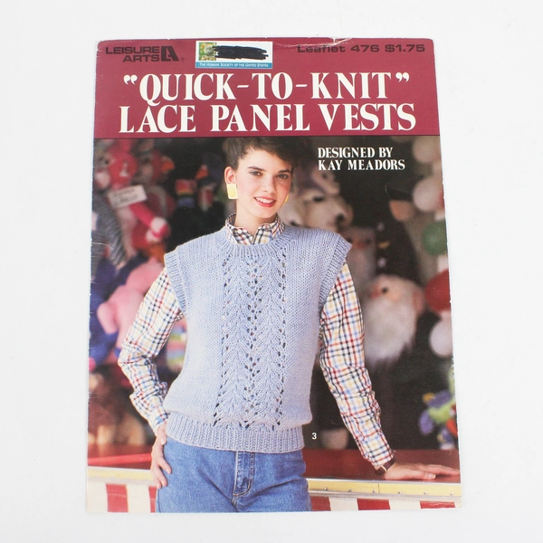 Lot of 3 Leisure Arts Craft Knitting Leaflets #476 621 2984 1986-1997