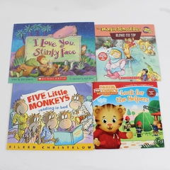 Lot 4 Children's Books Look for Helpers, Five Little Monkeys, I Love You Stinky
