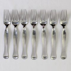 Lot of 7 Retroneu Silhouette Pattern Stainless Salad Forks 7.25 Inches Satin Fin