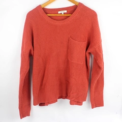 Madewell Women's L Dark Coral Long Sleeve Chunky Knit Pullover Sweater