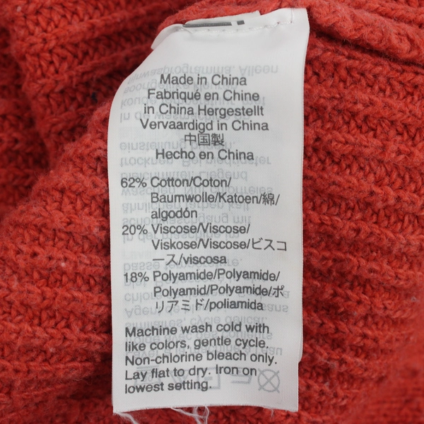 Madewell Women's L Dark Coral Long Sleeve Chunky Knit Pullover Sweater