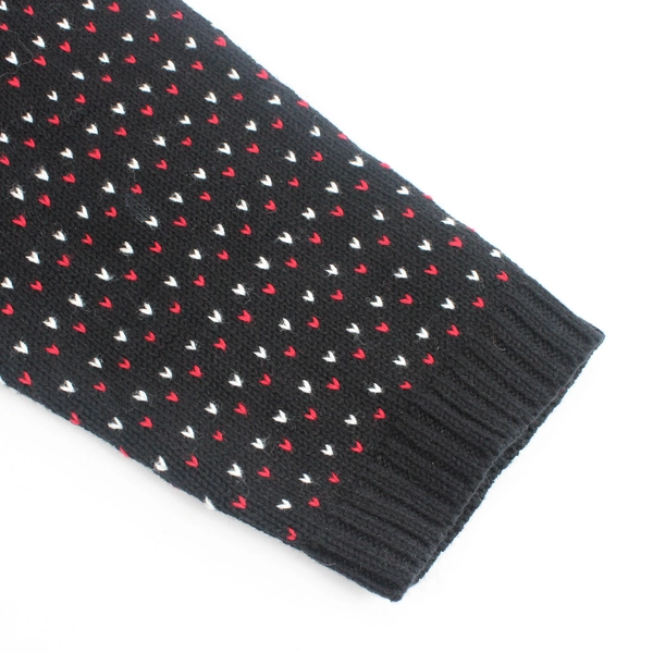 Karen Scott Women's L Black Knit Sweater with Red/White Stitched Hearts