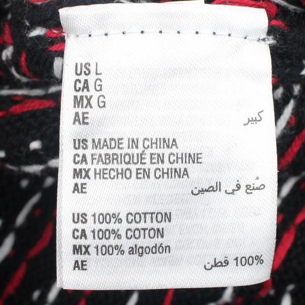 Karen Scott Women's L Black Knit Sweater with Red/White Stitched Hearts