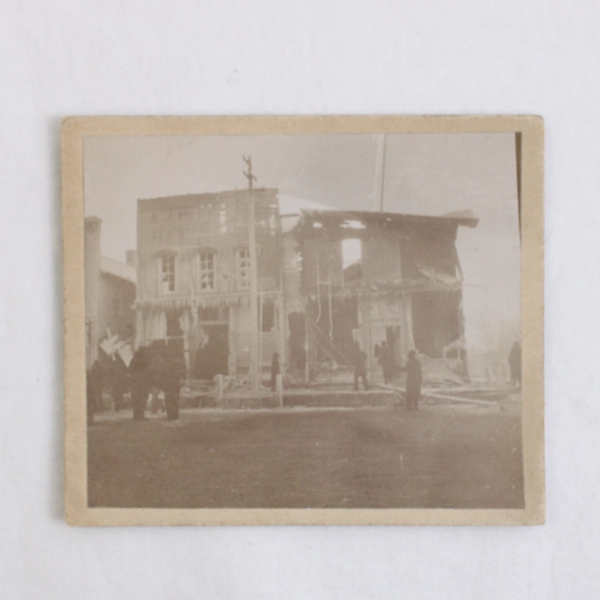 Antique 1895 Fire Mounted Photo Rock Falls IL Whiteside County 3" x 3.75"